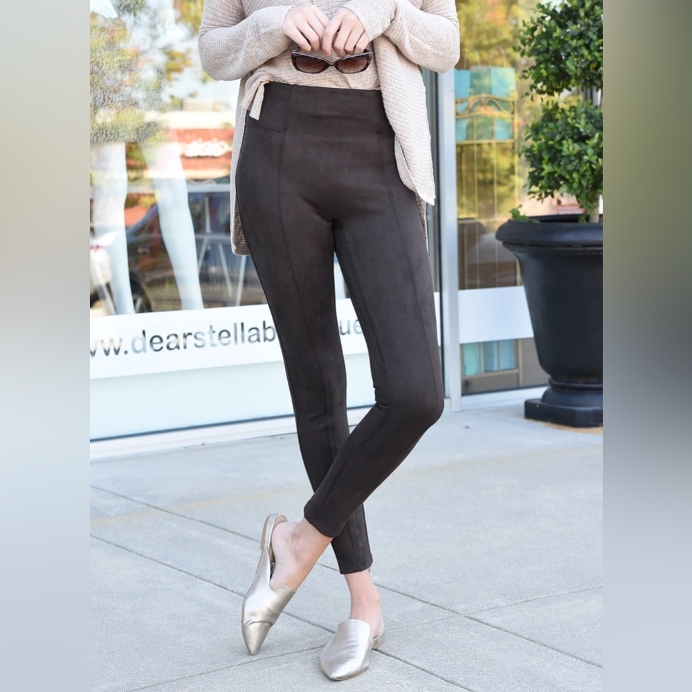 Spanx brown faux suede high waisted leggings size small